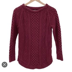 L.L. Bean Signature Cotton Fisherman Rope Tunic Sweater Burgundy L.L.Bean
